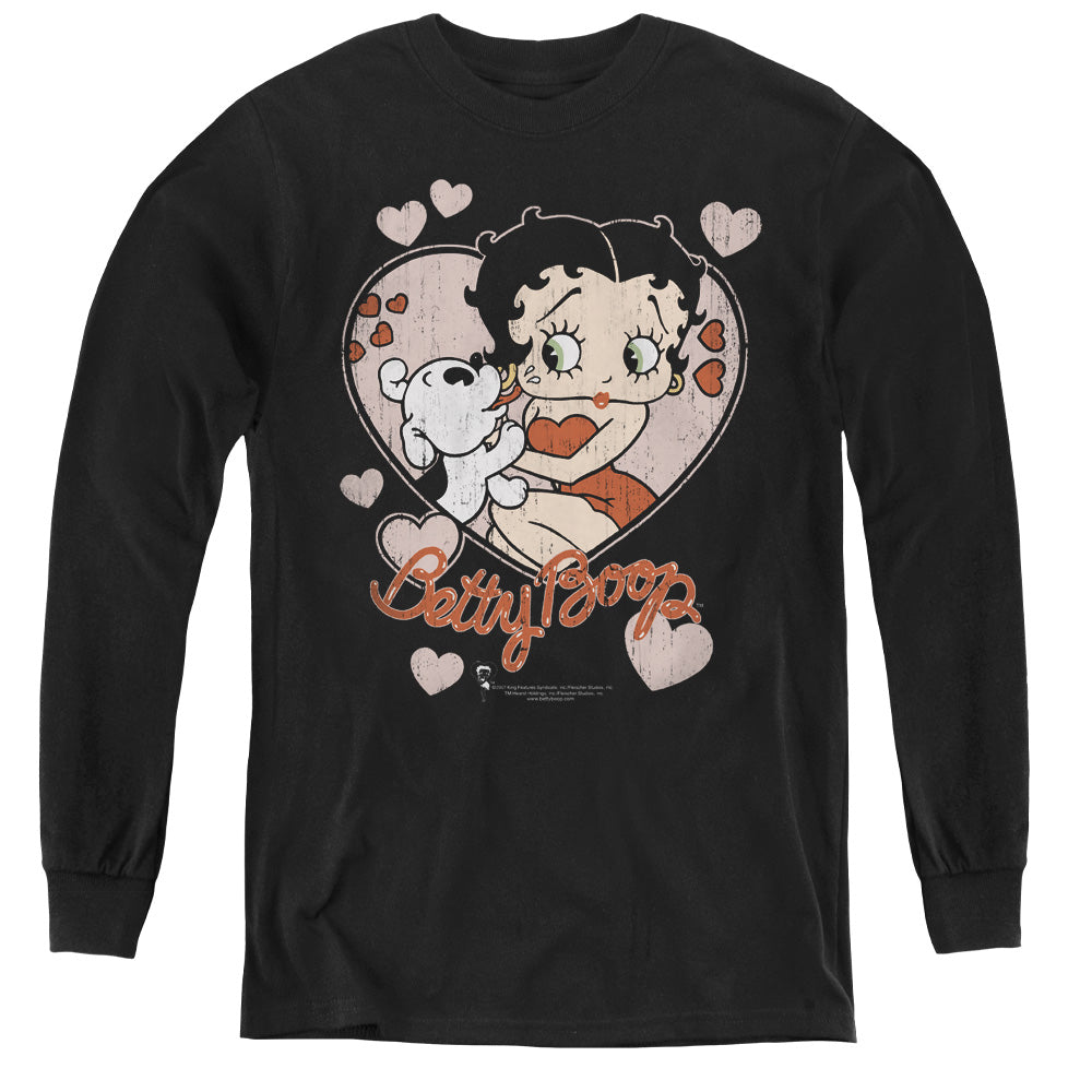 Betty Boop - Classic Kiss - Youth Long Sleeve Tee - Black