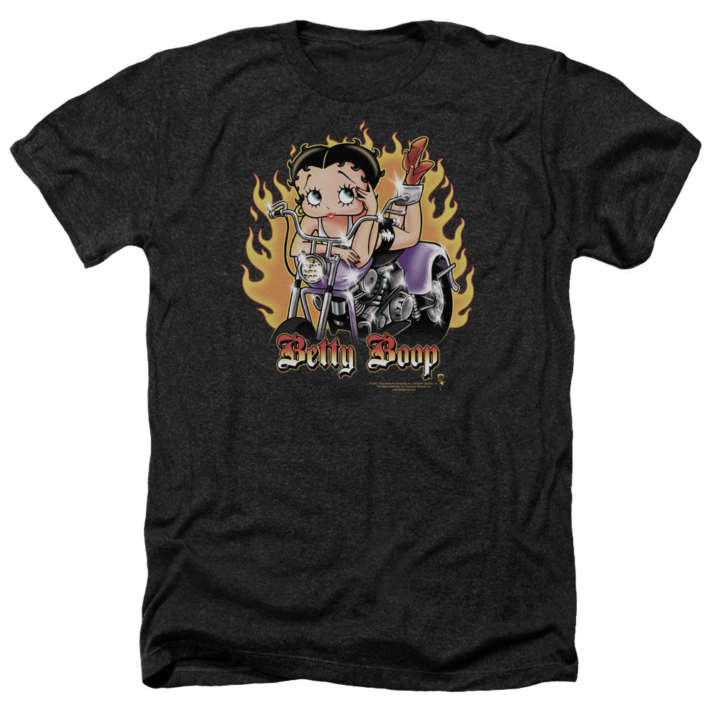 Betty Boop - Biker Flames Boop - Adult Heather-black