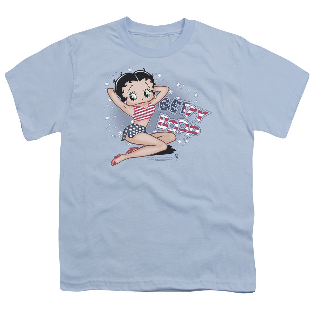 Betty Boop - All American Girl - Short Sleeve Youth 18/1 - Light Blue T-shirt