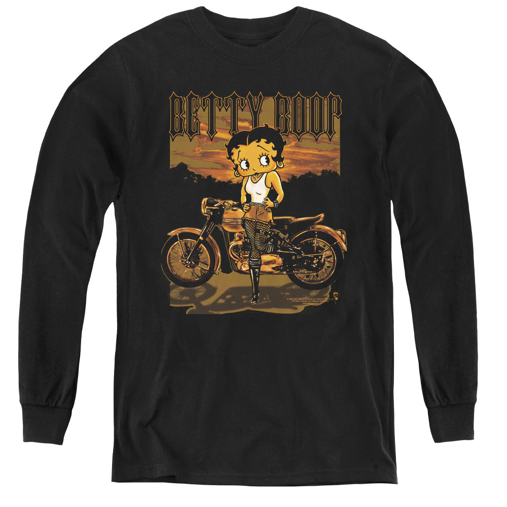 Betty Boop - Rebel Rider - Youth Long Sleeve Tee - Black