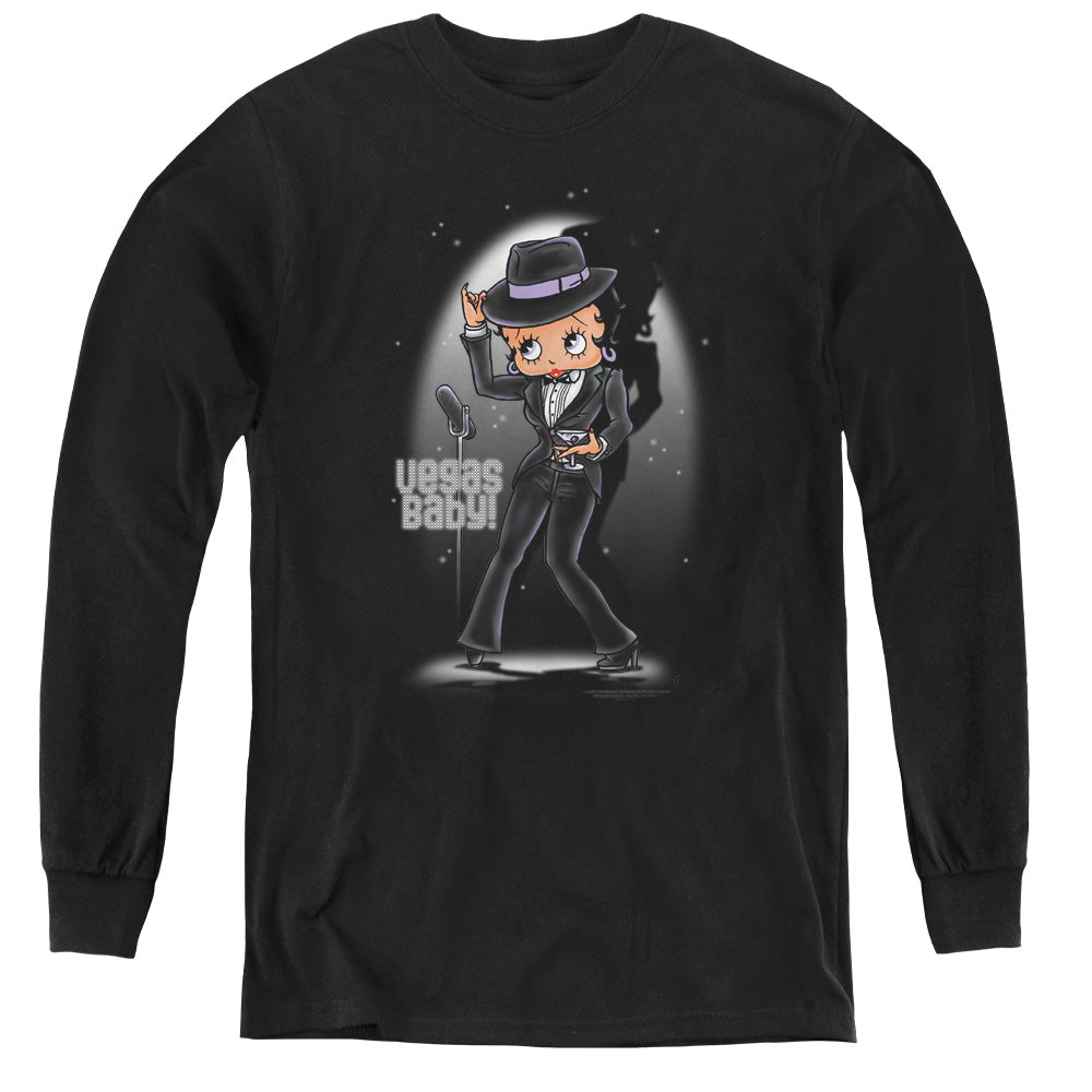 Betty Boop - Vegas Baby - Youth Long Sleeve Tee - Black