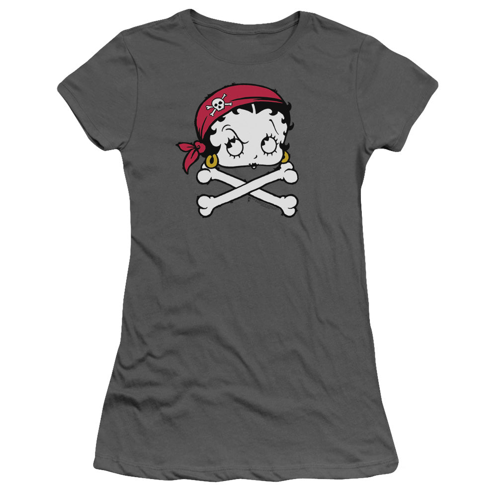Betty Boop - Pirate - Short Sleeve Junior Sheer - Charcoal T-shirt