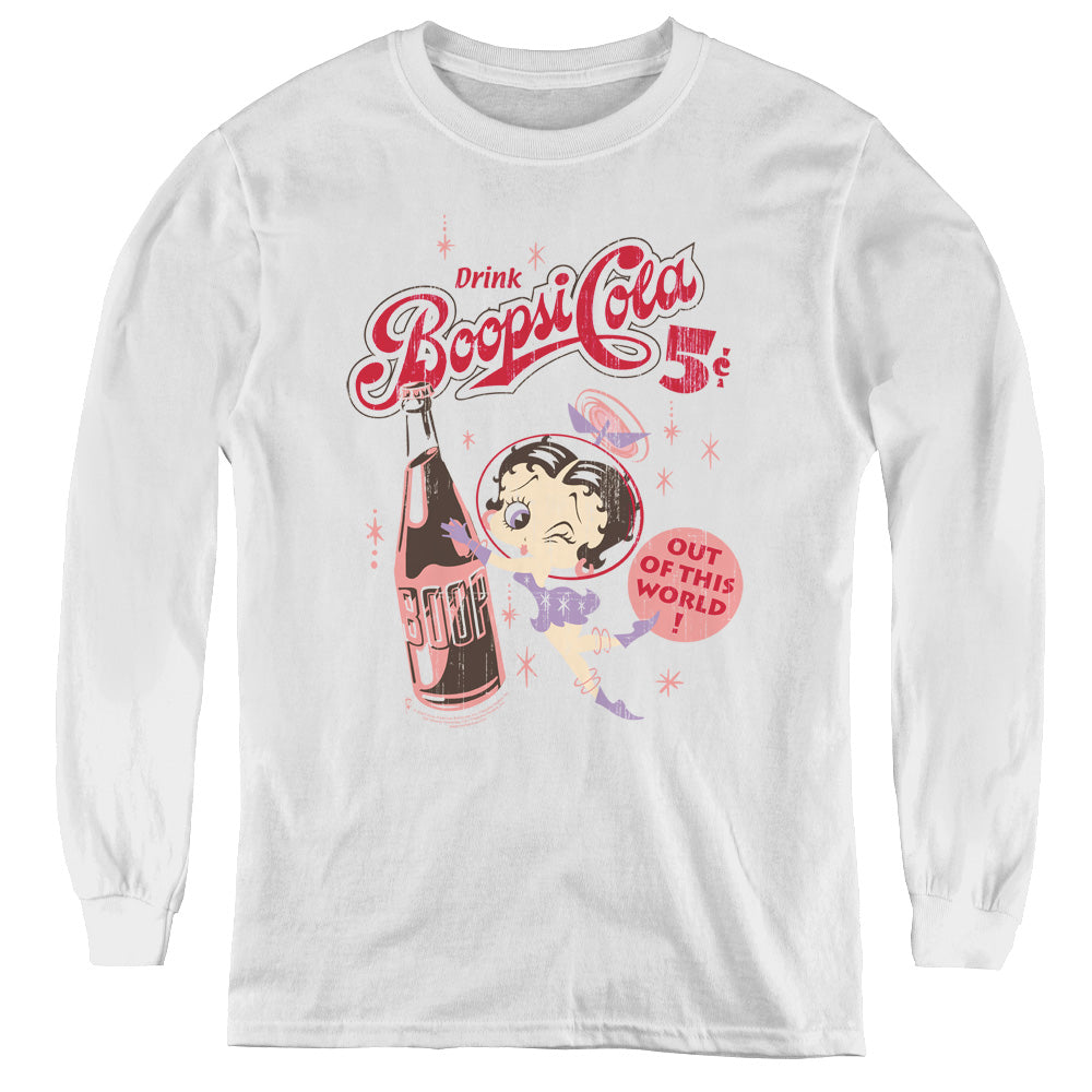 Betty Boop - Boopsi Cola - Youth Long Sleeve Tee - White