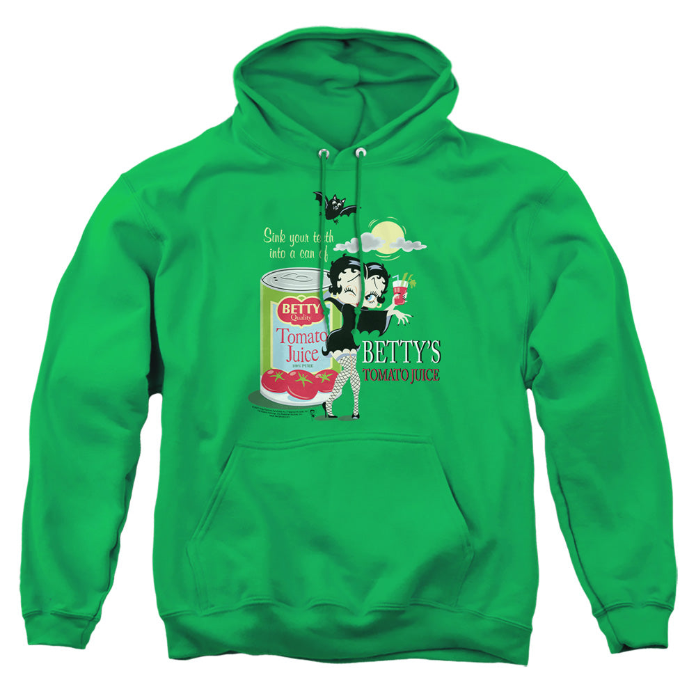 Betty Boop - Vampire Tomato Juice - Adult Pull-over Hoodie - Kelly Green