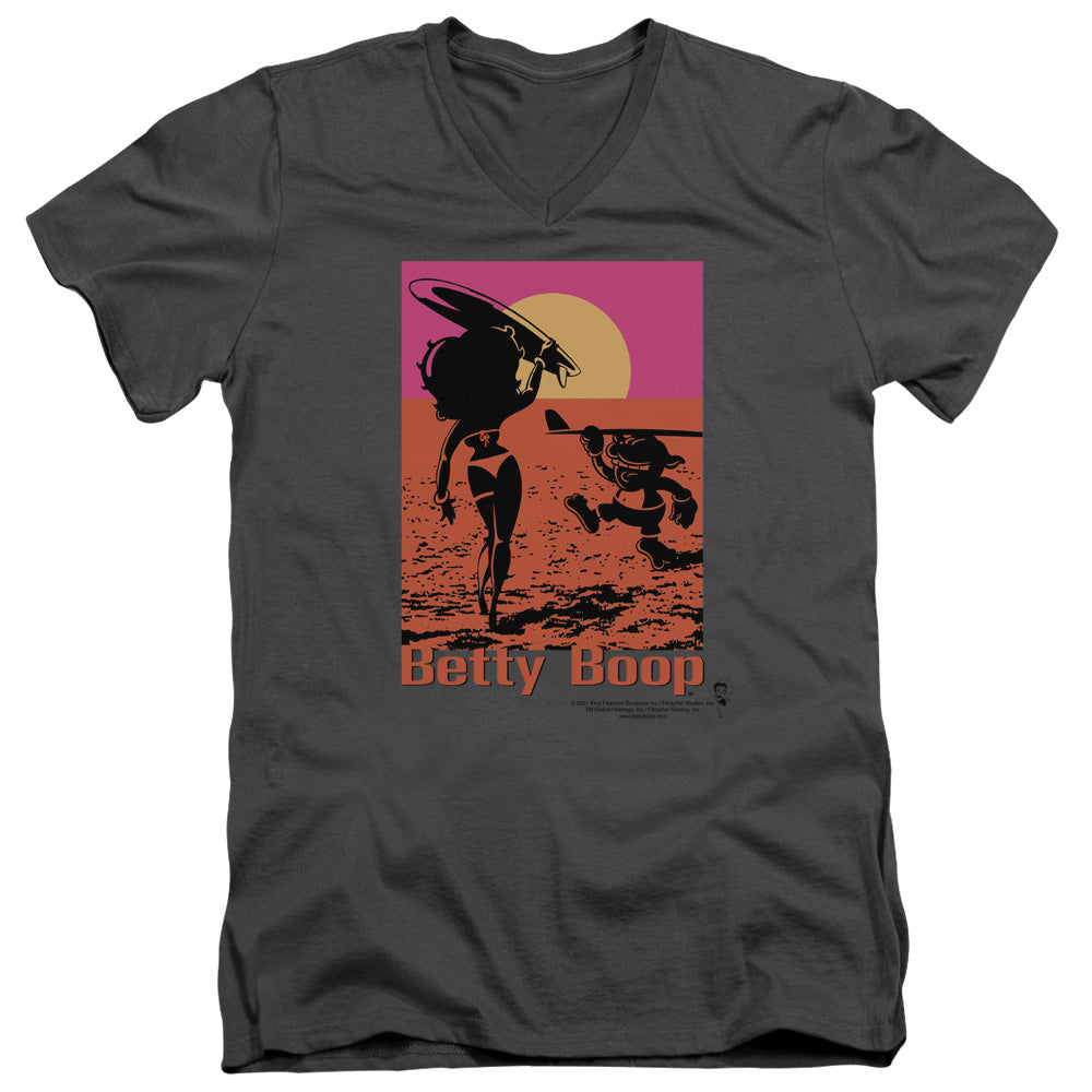 Betty Boop - Summer - Short Sleeve Adult V-neck - Charcoal T-shirt