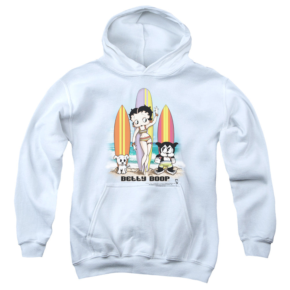 Betty Boop - Surfers - Youth Pull-over Hoodie - White