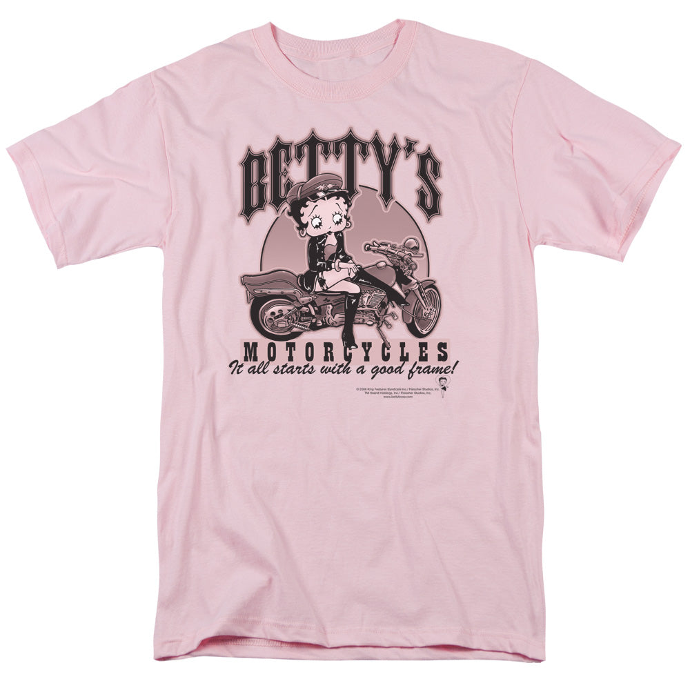 Betty Boop - Bettys Motorcycles - Short Sleeve Adult 18/1 - Pink T-shirt