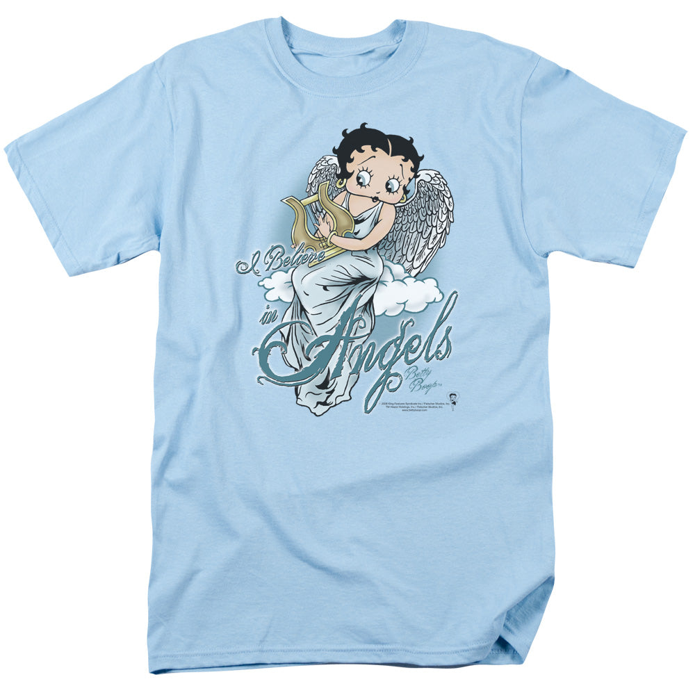 Betty Boop - I Believe In Angels - Short Sleeve Adult 18/1 - Light Blue T-shirt