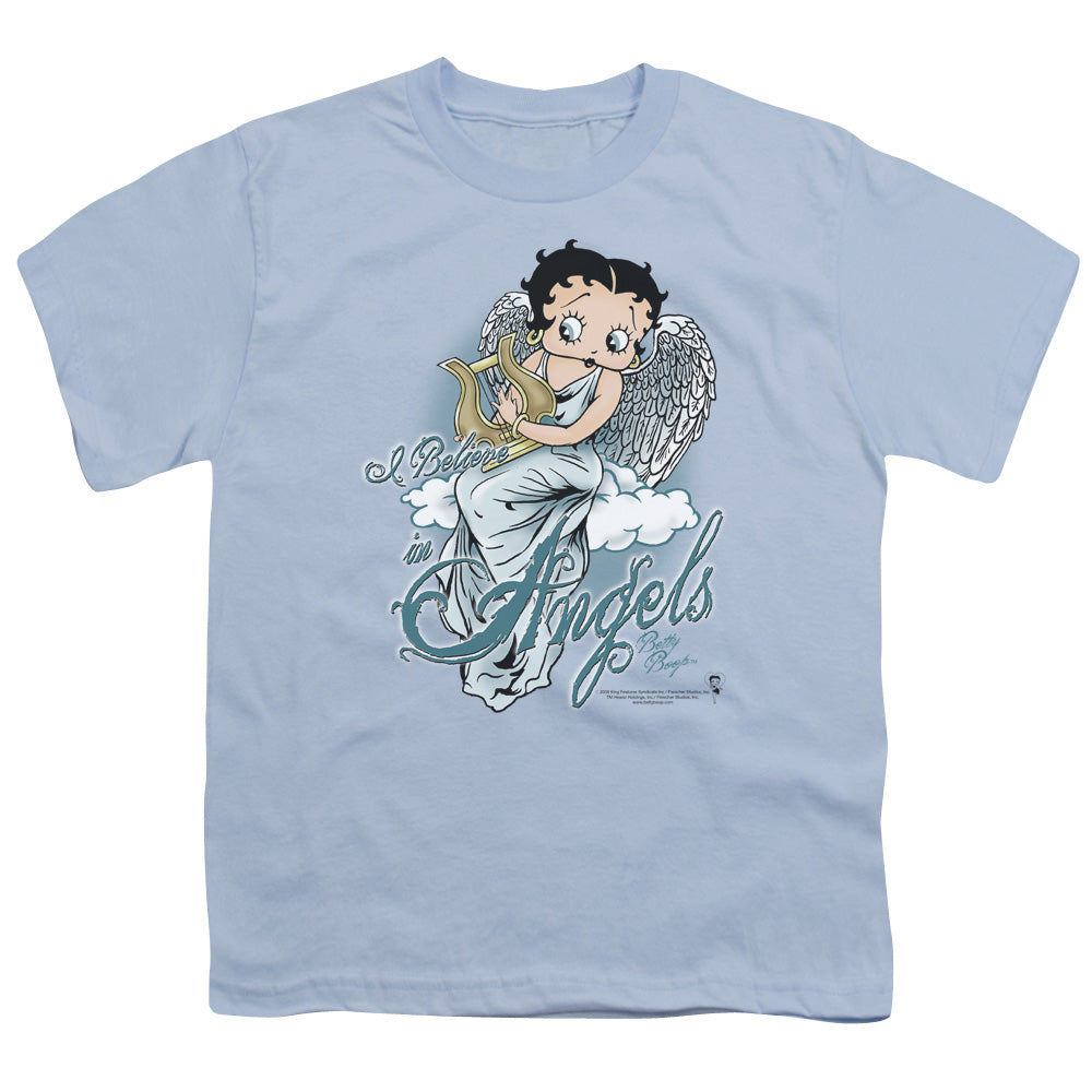 Betty Boop - I Believe In Angels - Short Sleeve Youth 18/1 - Light Blue T-shirt