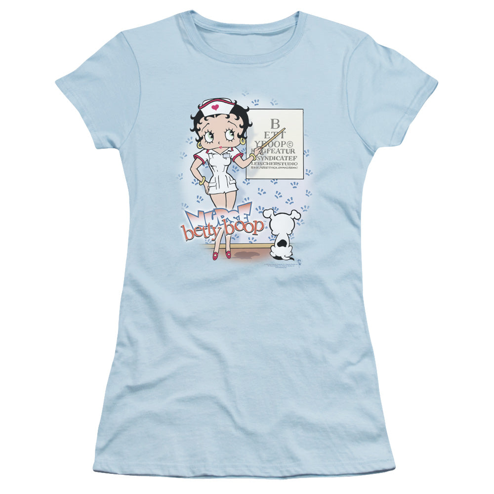 Betty Boop - Eyechart - Short Sleeve Junior Sheer - Light Blue T-shirt