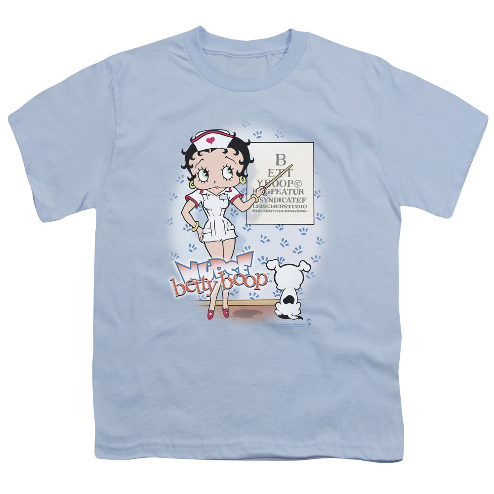 Betty Boop - Eyechart - Short Sleeve Youth 18/1 - Light Blue T-shirt