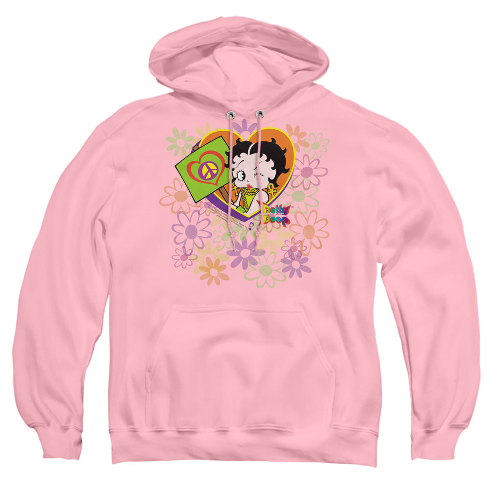 Betty Boop - Peace Love And Boop - Adult Pull-over Hoodie - Pink