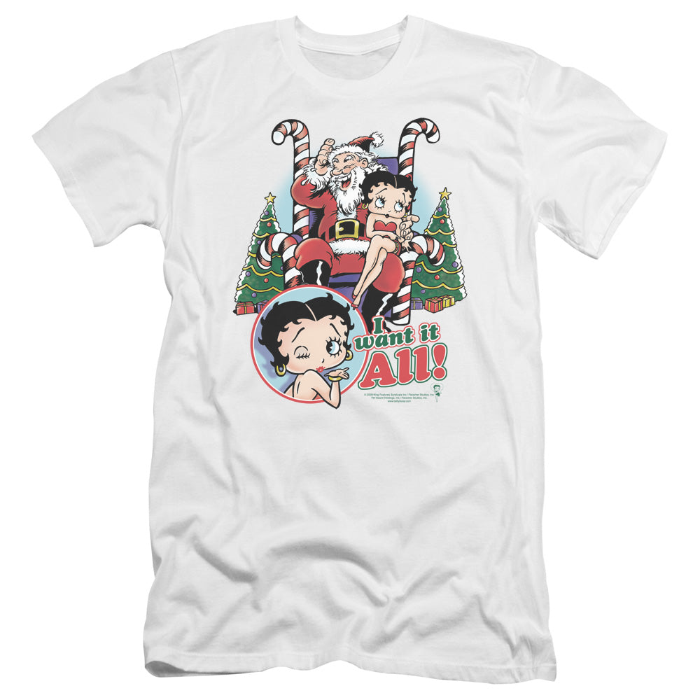 Betty Boop - I Want It All-premuim Canvas Adult Slim Fit 30/1 - White