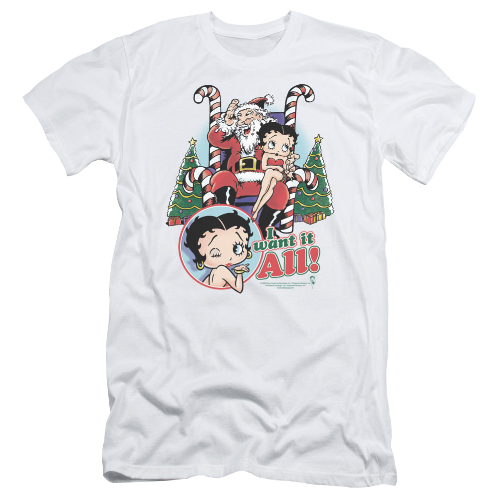 Betty Boop - I Want It All - Short Sleeve Adult 30/1 - White T-shirt