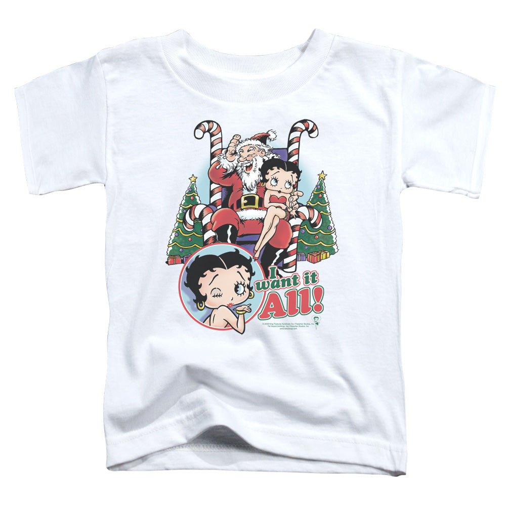 Betty Boop - I Want It All - Short Sleeve Toddler Tee - White T-shirt