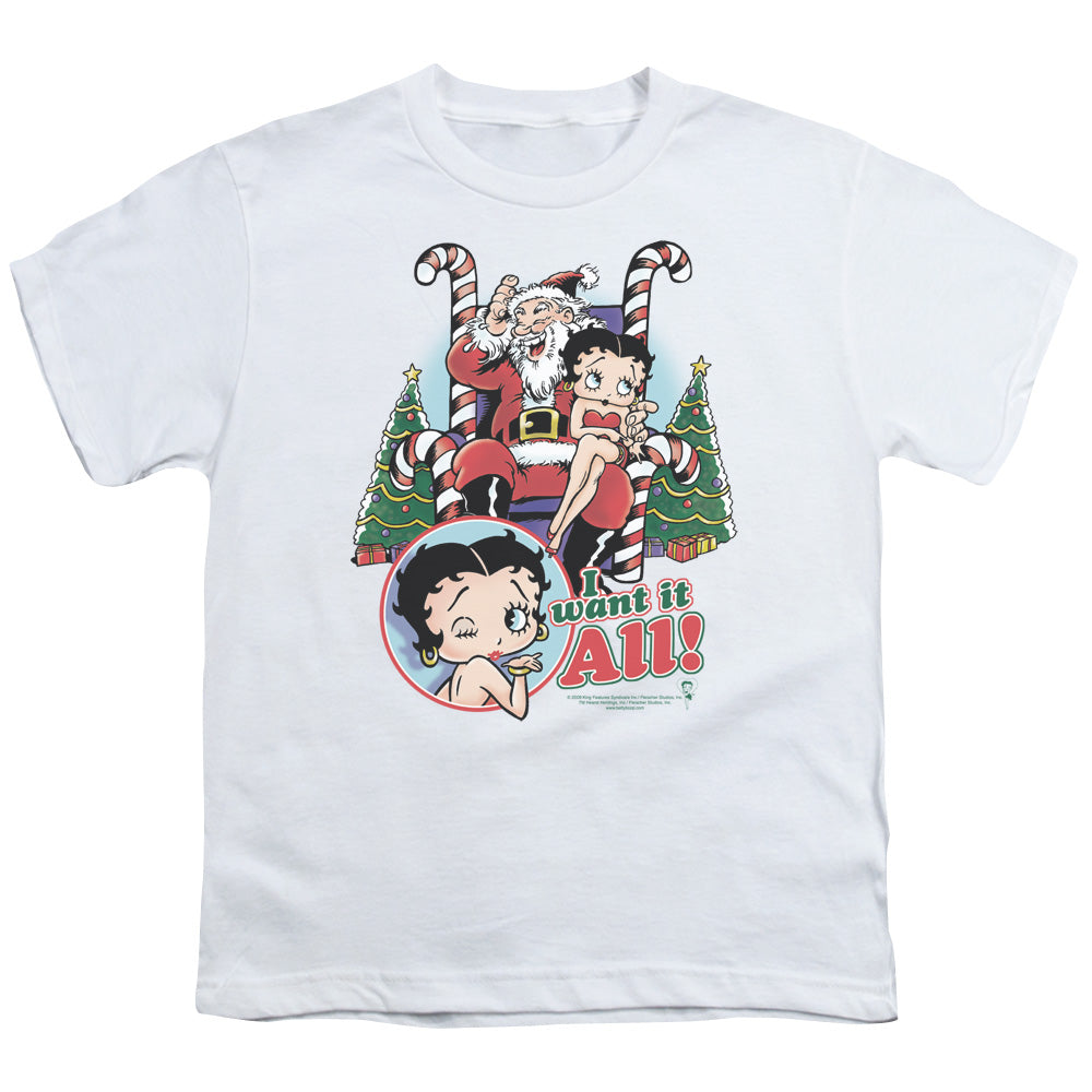 Betty Boop - I Want It All - Short Sleeve Youth 18/1 - White T-shirt