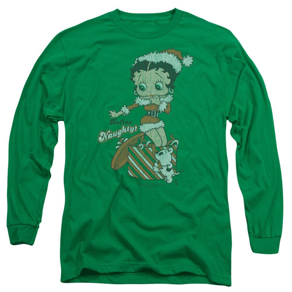 Betty Boop - Define Naughty - Long Sleeve Adult 18/1 - Kelly Green T-shirt