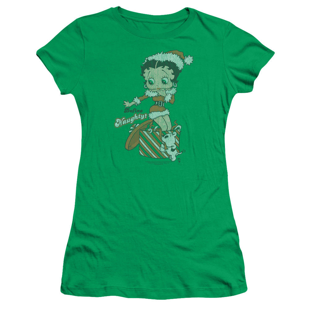Betty Boop - Define Naughty - Short Sleeve Junior Sheer - Kelly Green T-shirt