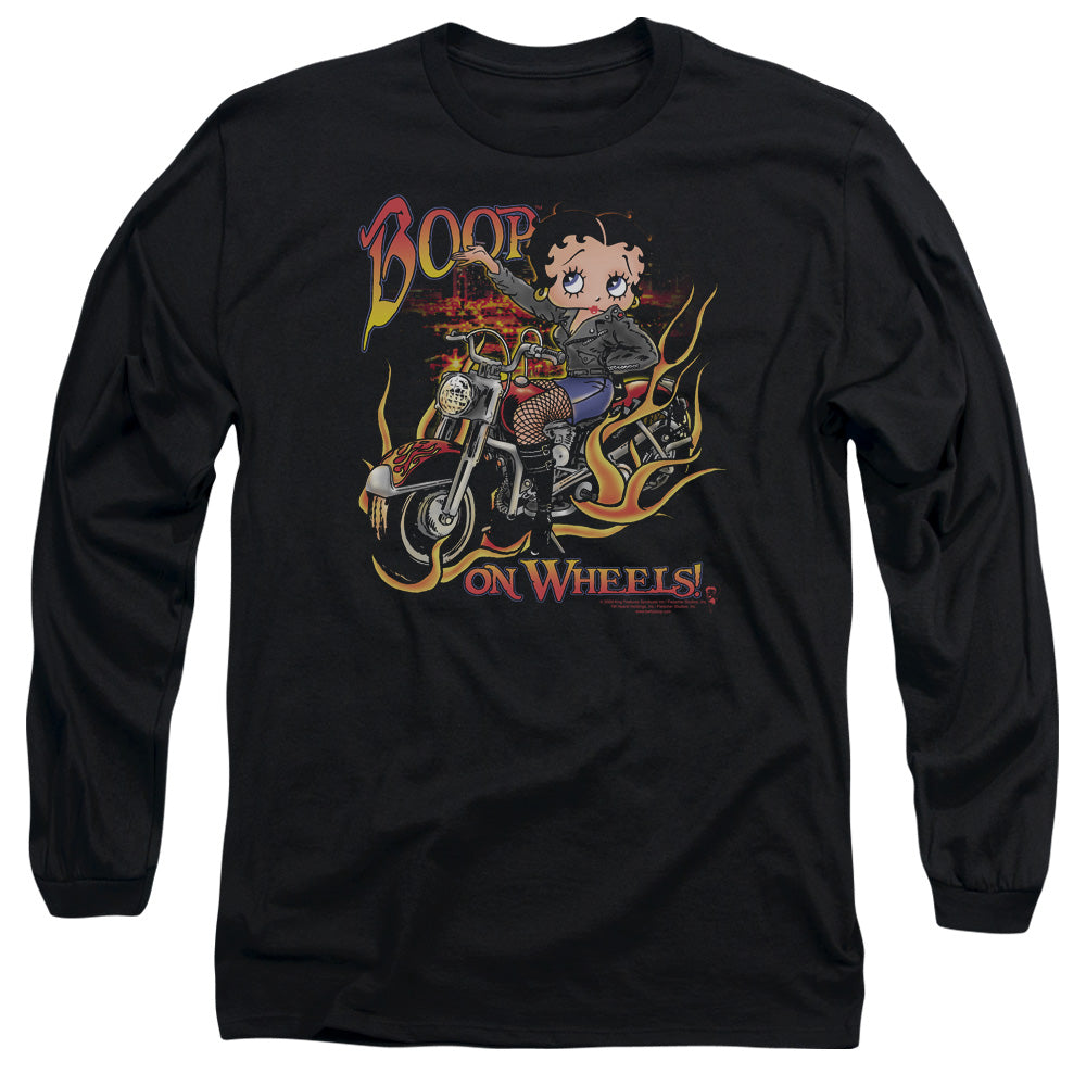 Betty Boop - On Wheels - Long Sleeve Adult 18/1 - Black T-shirt