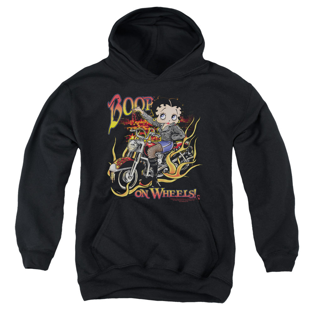 Betty Boop - On Wheels - Youth Pull-over Hoodie - Black