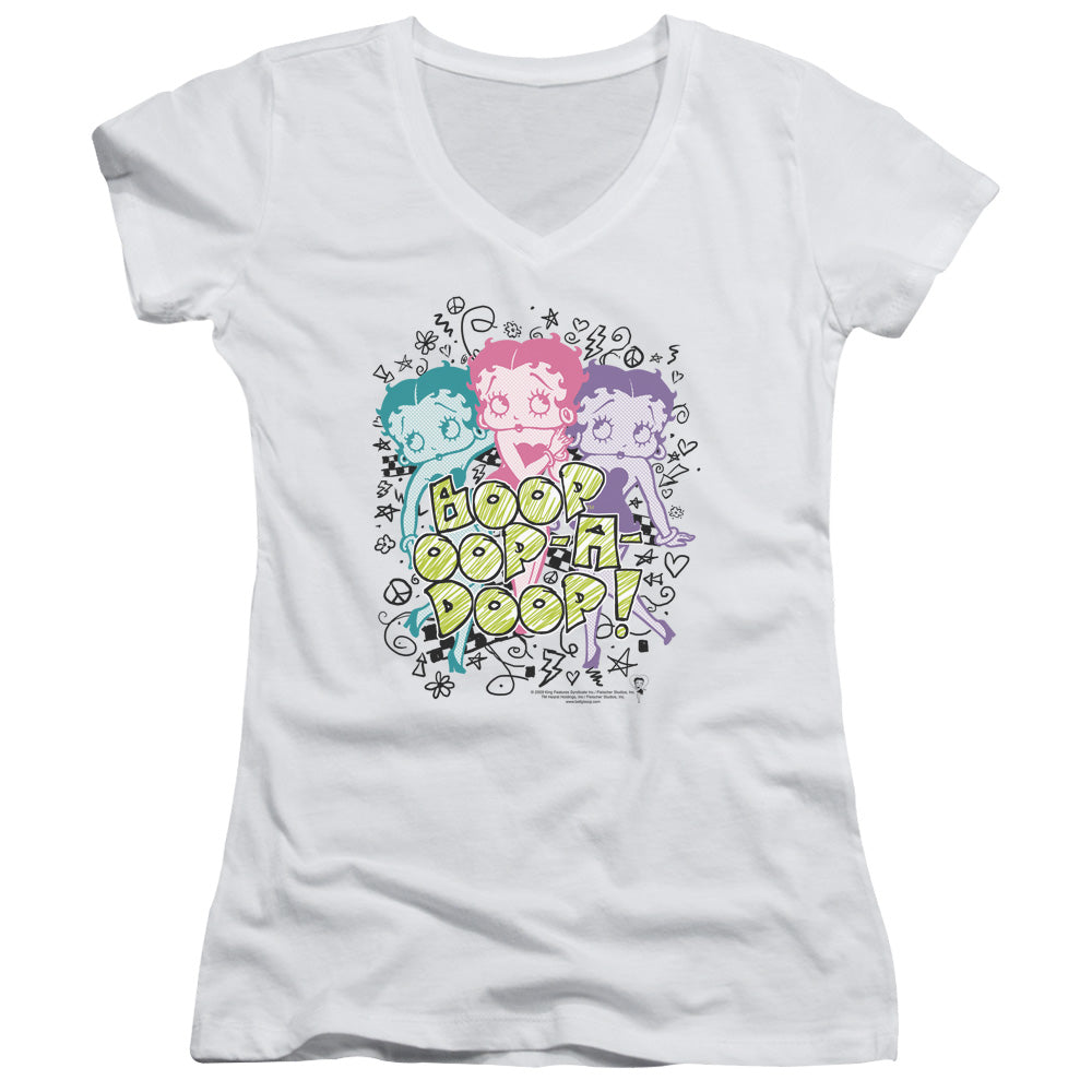 Betty Boop - Sketch - Junior V-neck - White