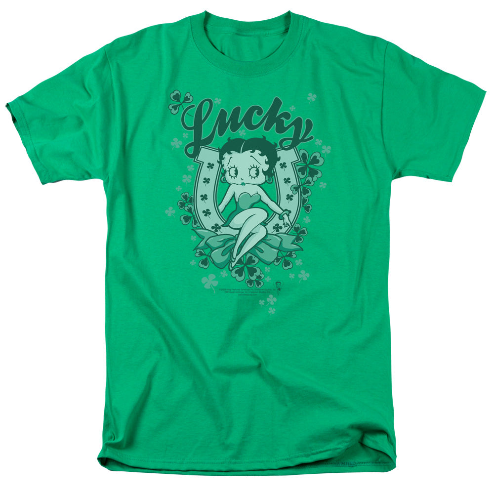 Betty Boop - Lucky Boop - Short Sleeve Adult 18/1 - Kelly Green T-shirt