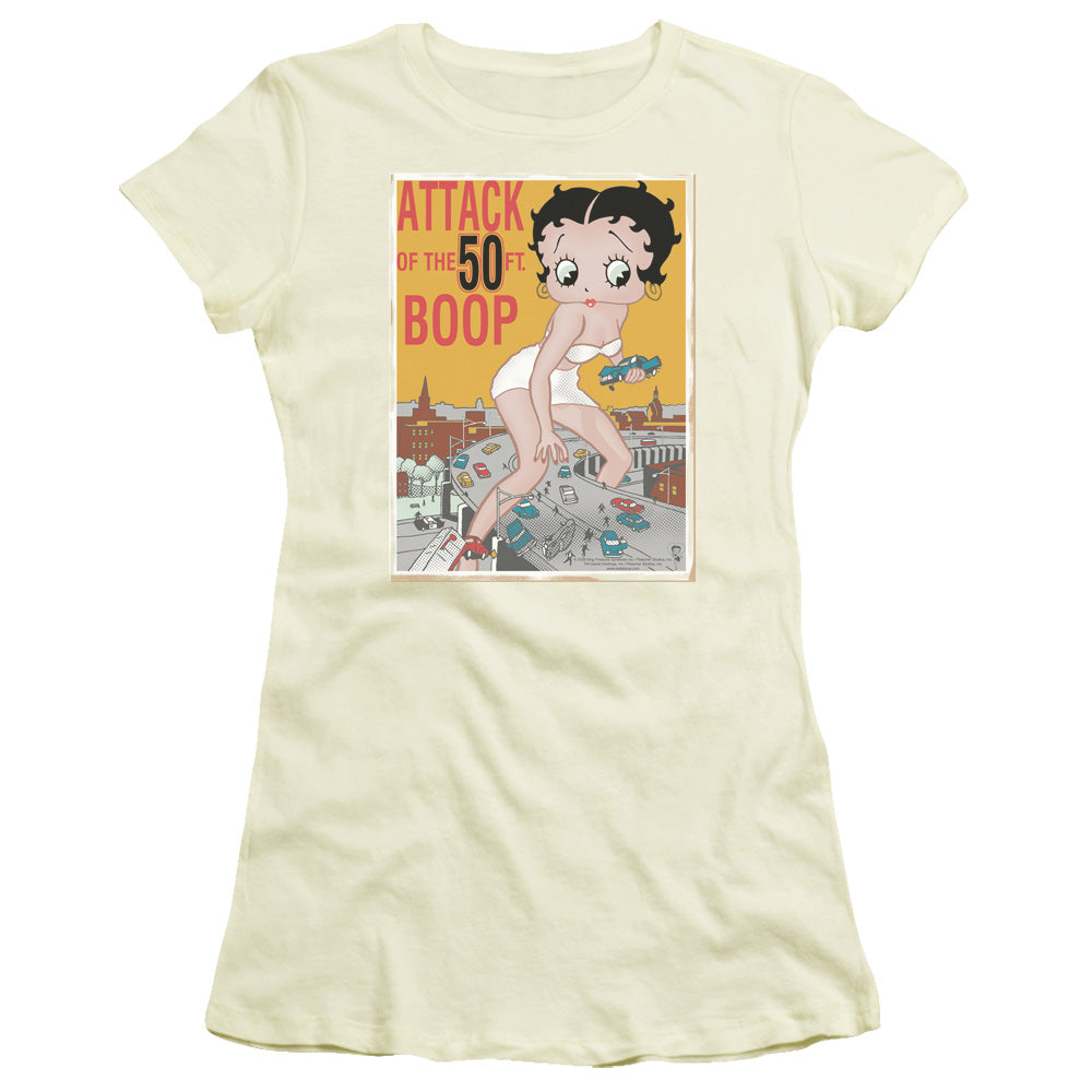 Betty Boop - Attack Of 50ft Boop - Short Sleeve Junior Sheer - Cream T-shirt