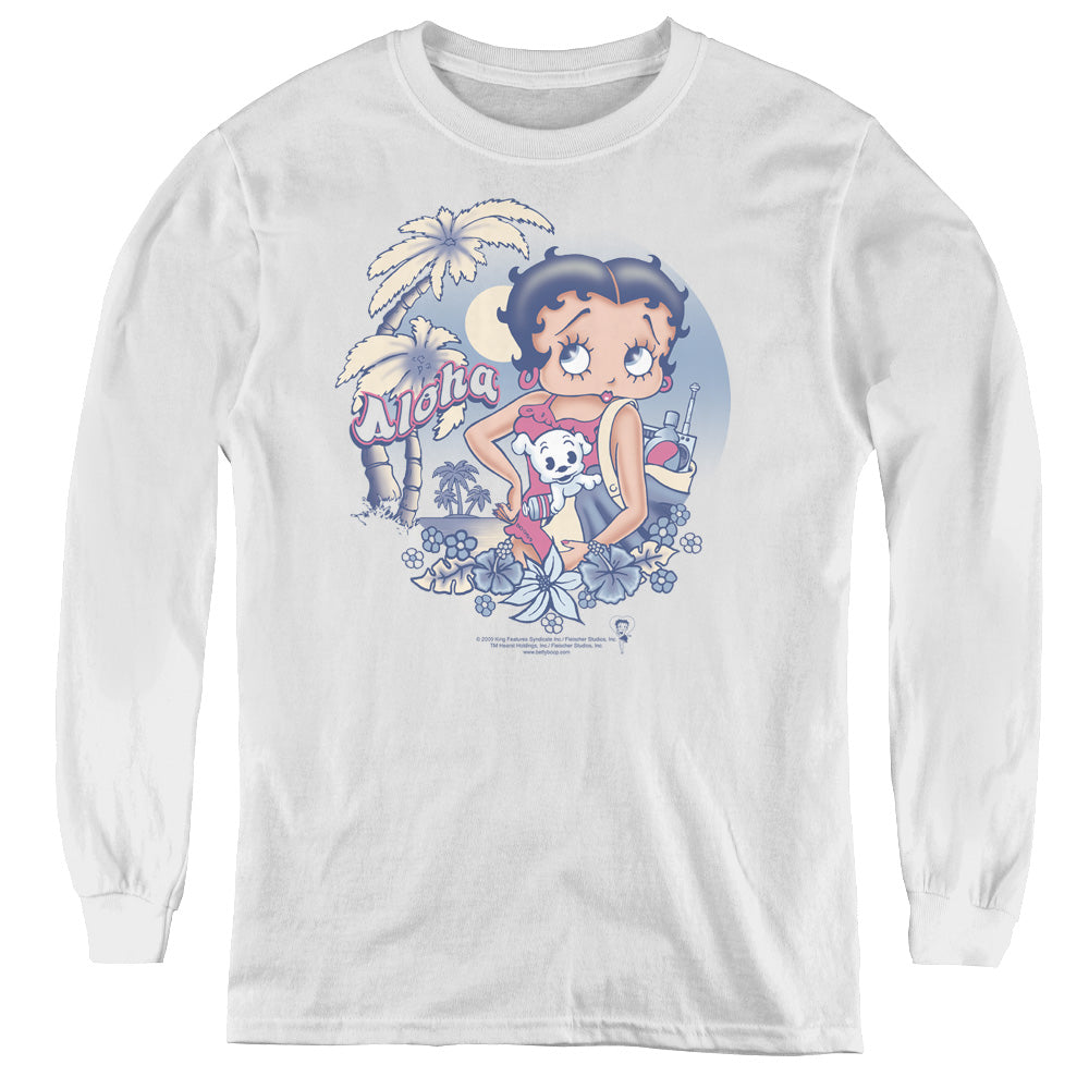 Betty Boop - Aloha - Youth Long Sleeve Tee - White