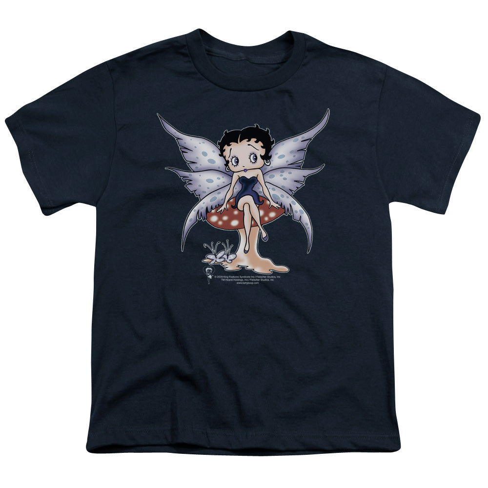 Betty Boop - Mushroom Fairy - Short Sleeve Youth 18/1 - Navy T-shirt