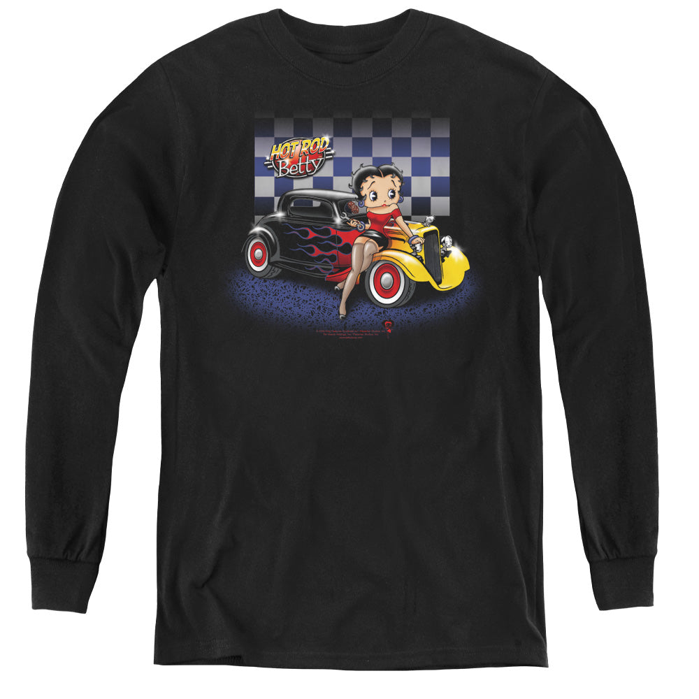 Betty Boop - Hot Rod Boop - Youth Long Sleeve Tee - Black