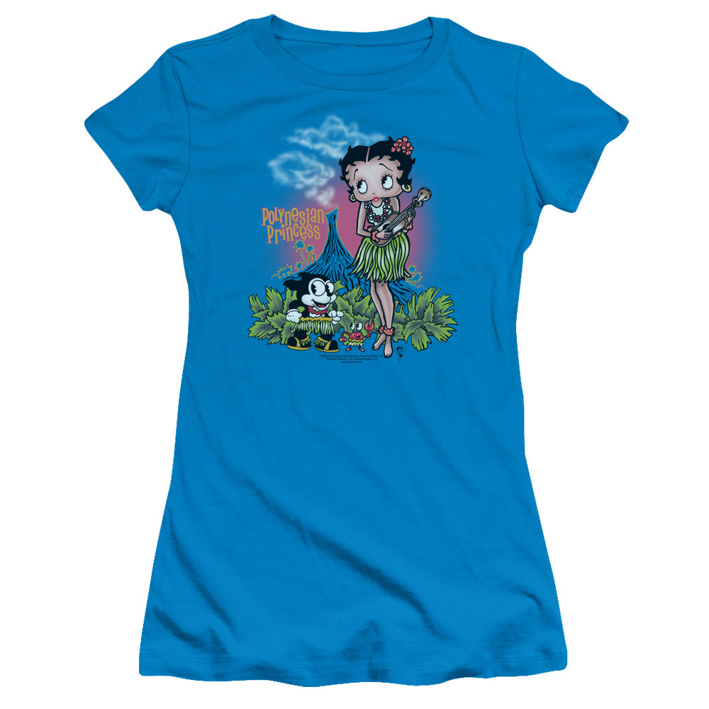 Betty Boop - Polynesian Princess - Short Sleeve Junior Sheer - Turquoise T-shirt
