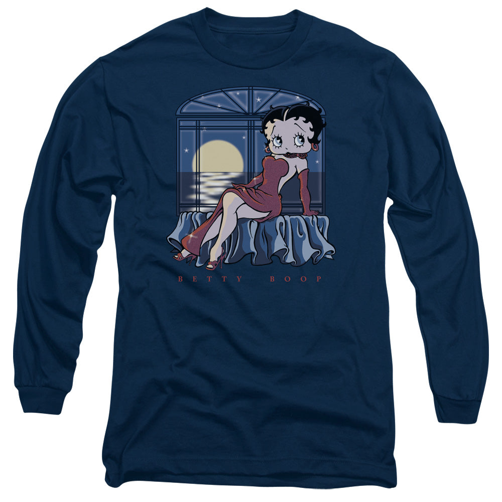 Betty Boop - Moonlight - Long Sleeve Adult 18/1 - Navy T-shirt