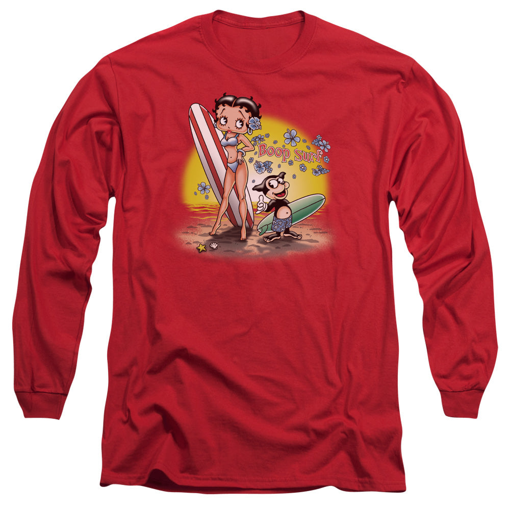 Betty Boop - Surf - Long Sleeve Adult 18/1 - Red T-shirt