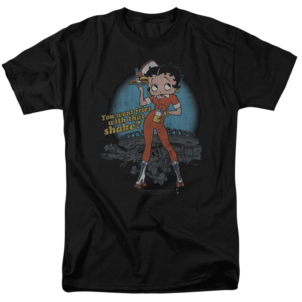 Betty Boop - Fries With That - Short Sleeve Adult 18/1 - Black T-shirt