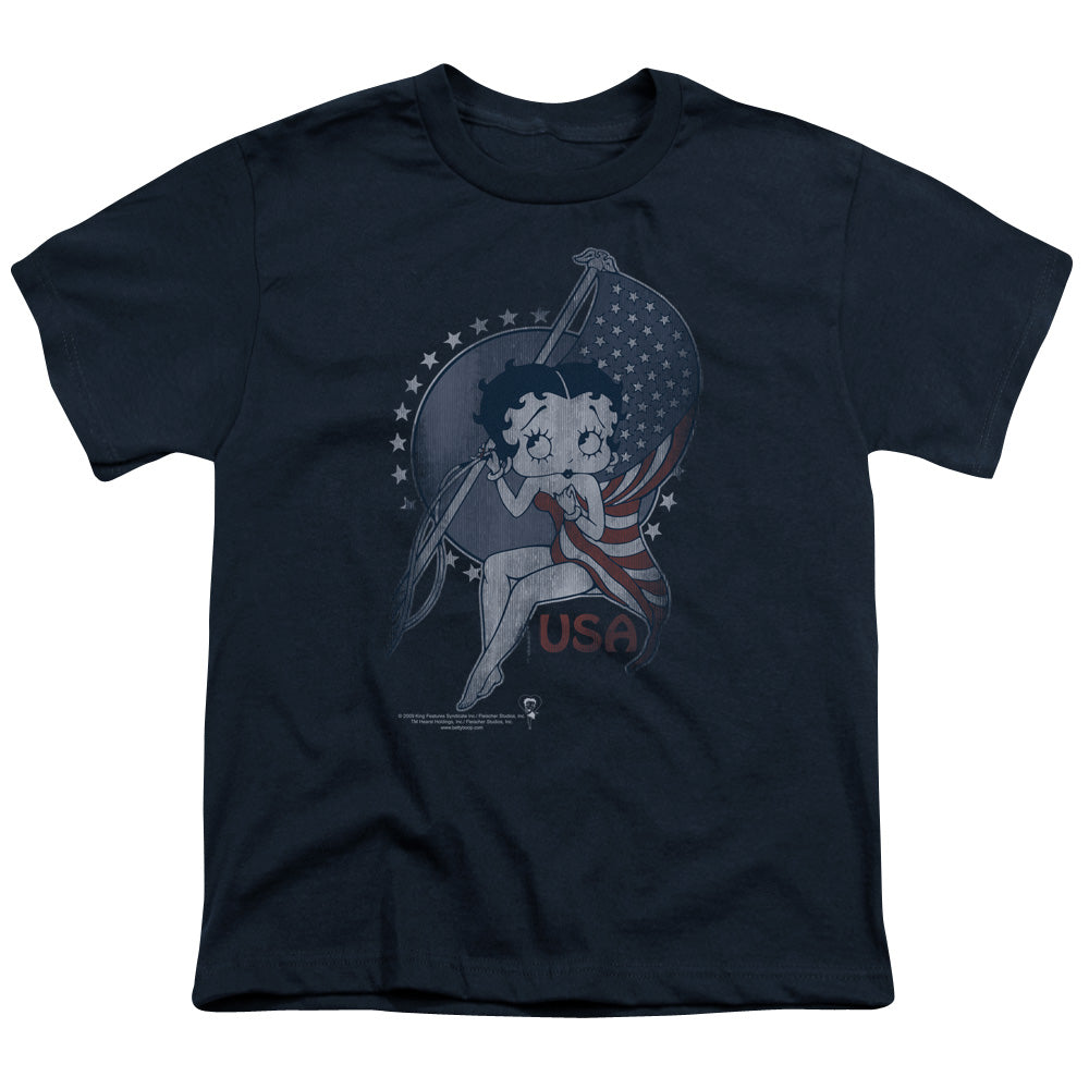 Betty Boop - Proud Betty - Short Sleeve Youth 18/1 - Navy T-shirt