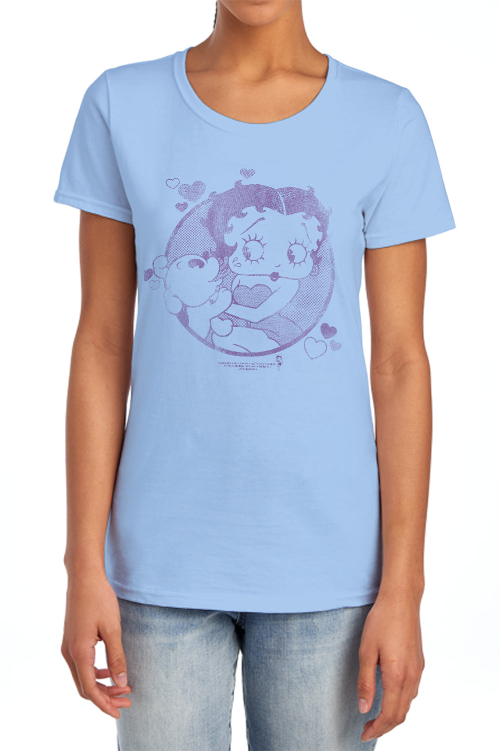 Betty Boop - Perfect Kiss - Short Sleeve Women"s Tee - Light Blue T-shirt