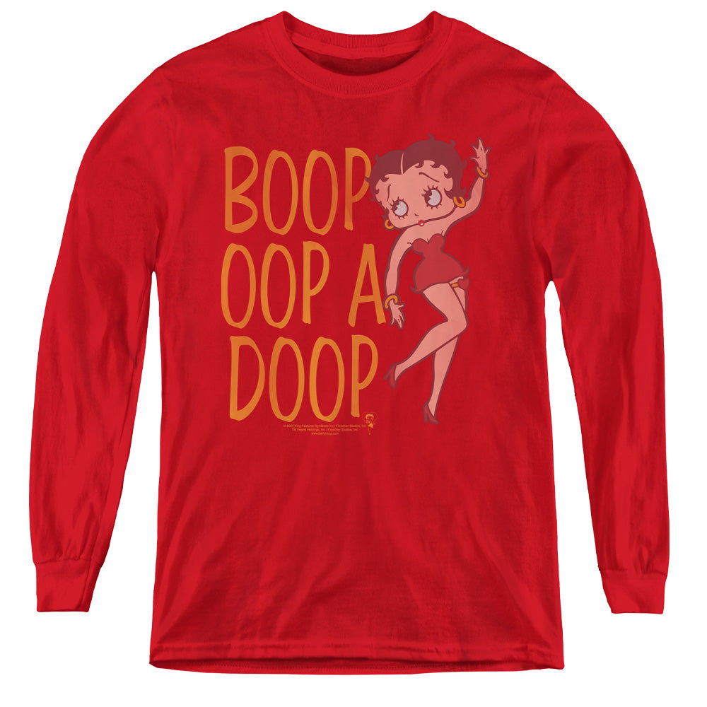 Betty Boop - Classic Oop - Youth Long Sleeve Tee - Red