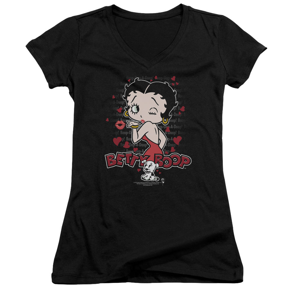 Betty Boop - Classic Kiss - Junior V-neck - Black