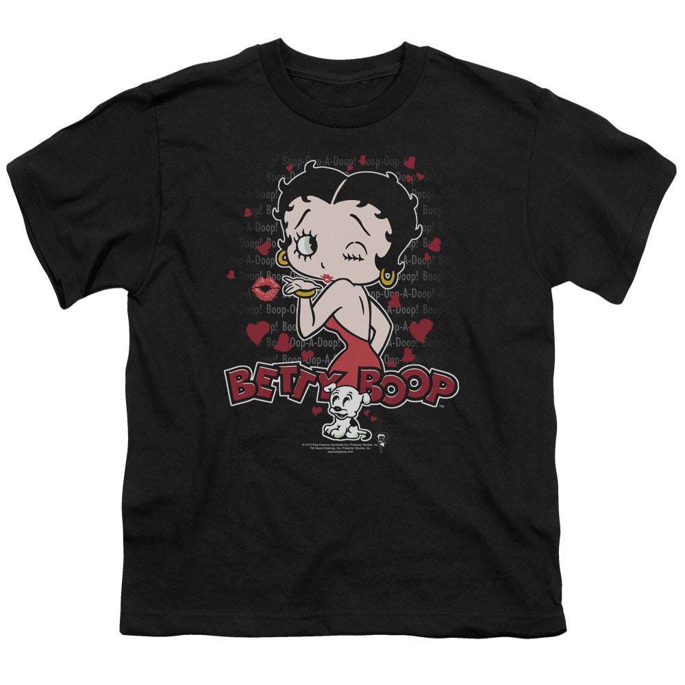 Betty Boop - Classic Kiss - Short Sleeve Youth 18/1 - Black T-shirt