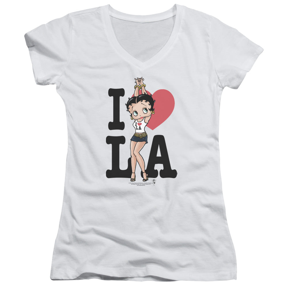 Betty Boop - I Heart La - Junior V-neck - White