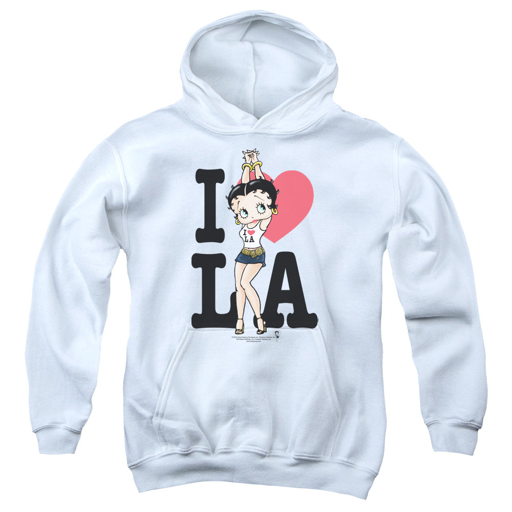 Betty Boop - I Heart La - Youth Pull-over Hoodie - White