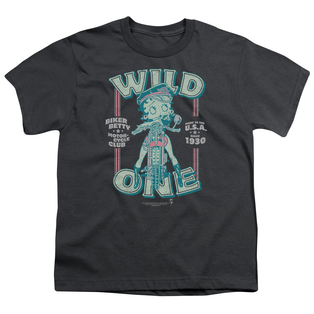 Betty Boop - Wild One - Short Sleeve Youth 18/1 - Charcoal T-shirt