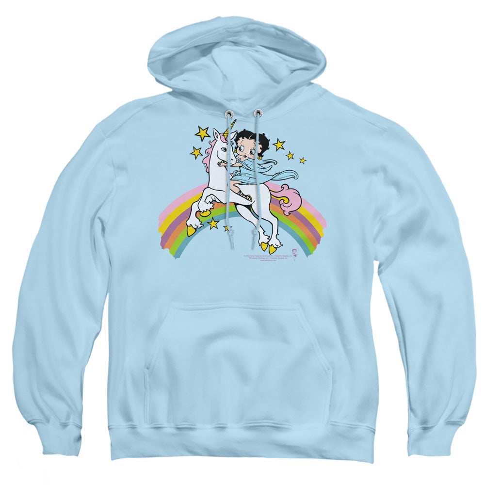 Betty Boop - Unicorn & Rainbows - Adult Pull-over Hoodie - Light Blue