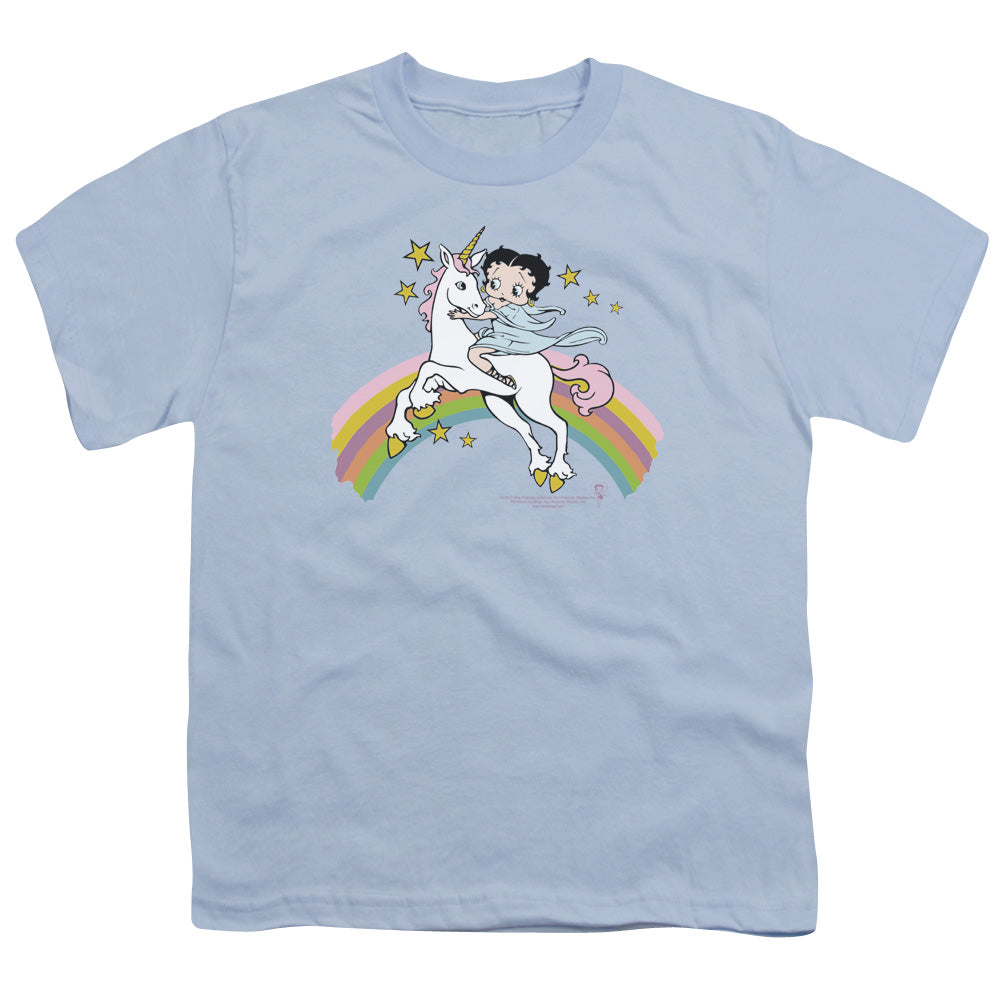 Betty Boop - Unicorn & Rainbows - Short Sleeve Youth 18/1 - Light Blue T-shirt