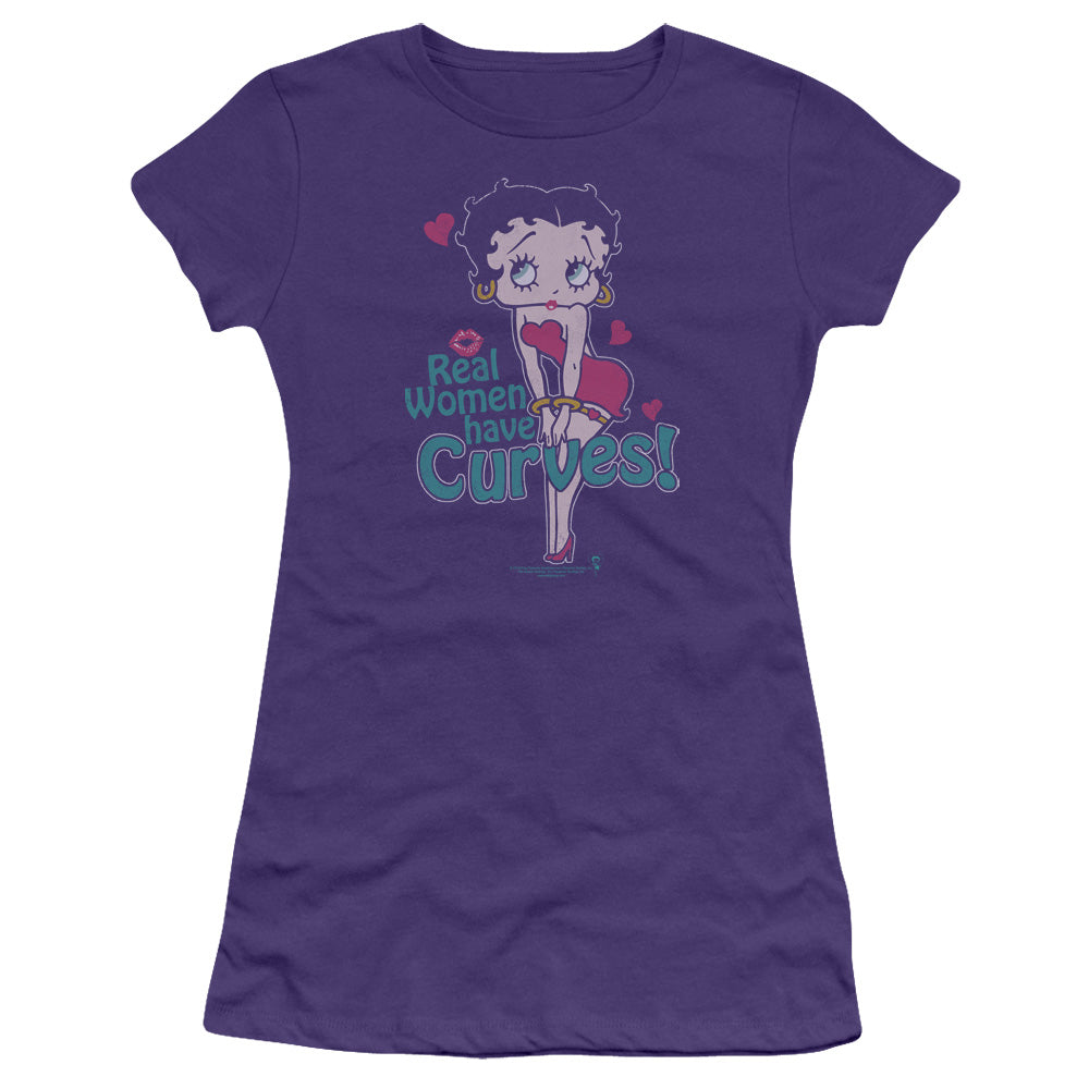 Betty Boop - Curves - Short Sleeve Junior Sheer - Purple T-shirt