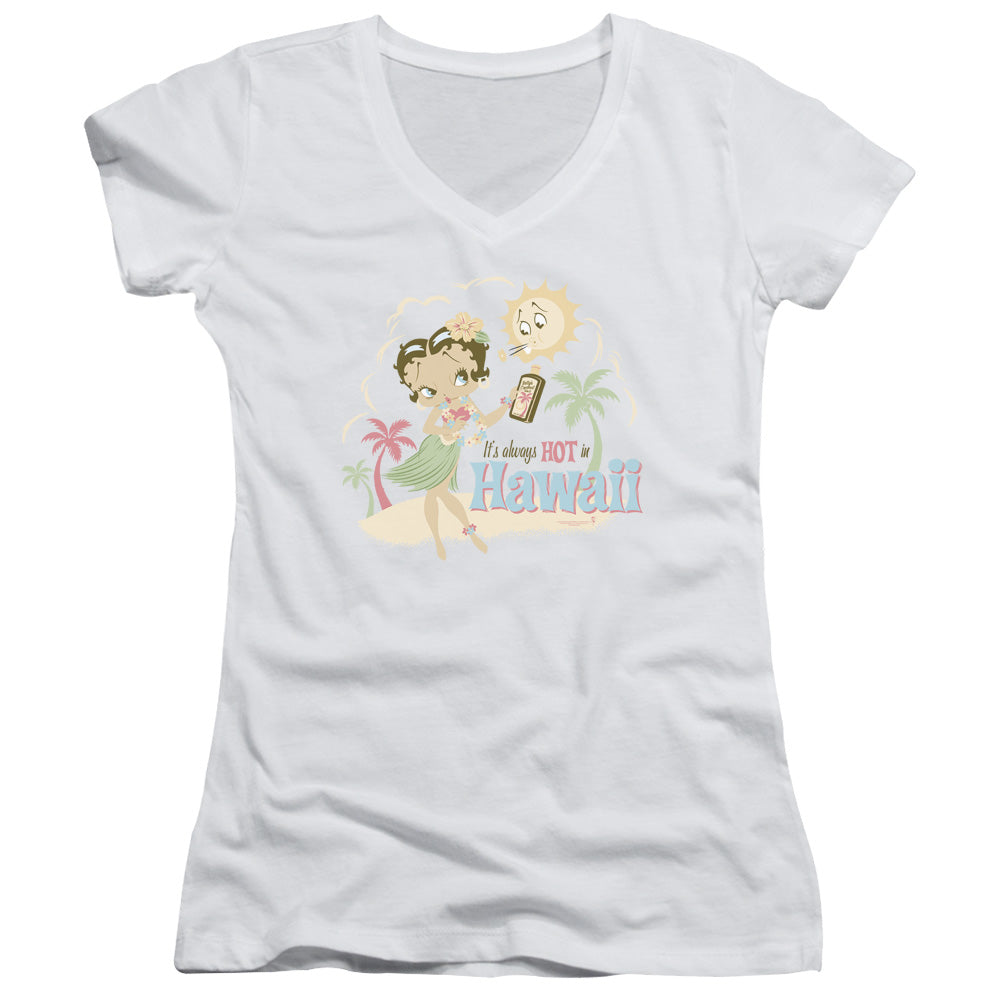 Betty Boop - Hot In Hawaii - Junior V-neck - White