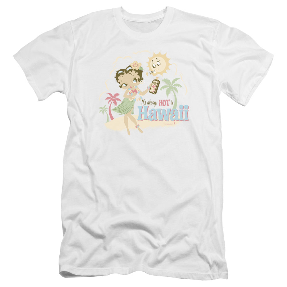 Betty Boop - Hot In Hawaii-premuim Canvas Adult Slim Fit 30/1 - White
