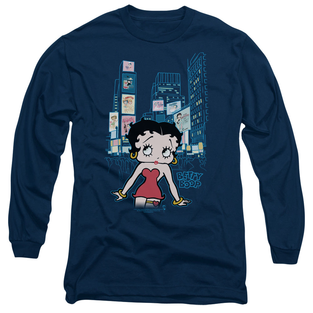 Betty Boop - Square - Long Sleeve Adult 18/1 - Navy T-shirt