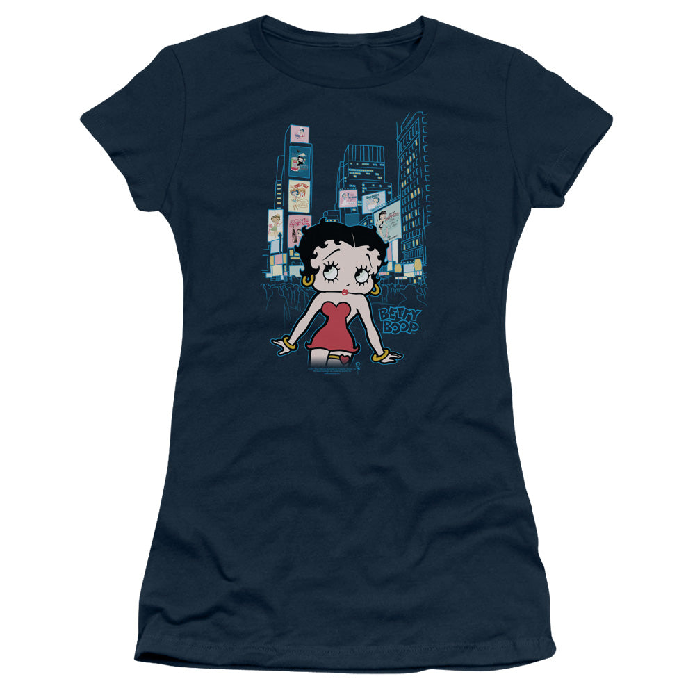 Betty Boop - Square - Short Sleeve Junior Sheer - Navy T-shirt