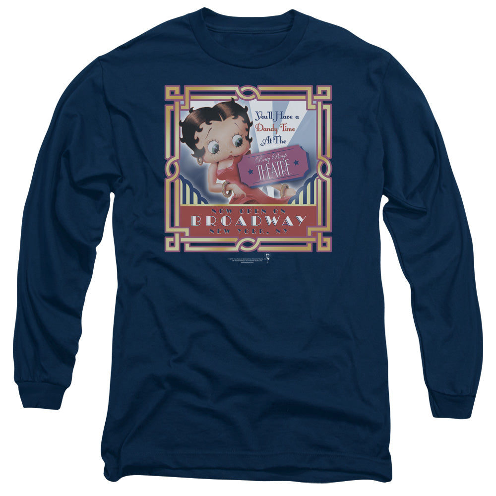 Betty Boop - On Broadway - Long Sleeve Adult 18/1 - Navy T-shirt